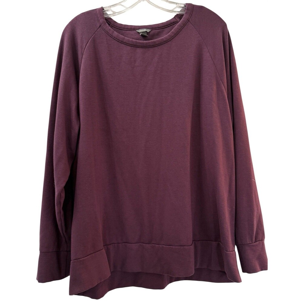 Eddie Bauer Crewneck Long Sleeve Sweater Size XXL Purple Eggplant Cozy Comfort